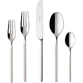 Villeroy &amp; Boch New Wave 5-Piece Place Setting, Service for 1 | 18/10 stainless steel, modern flatware set, dishwasher safe, rust resistant, great for a wedding registry