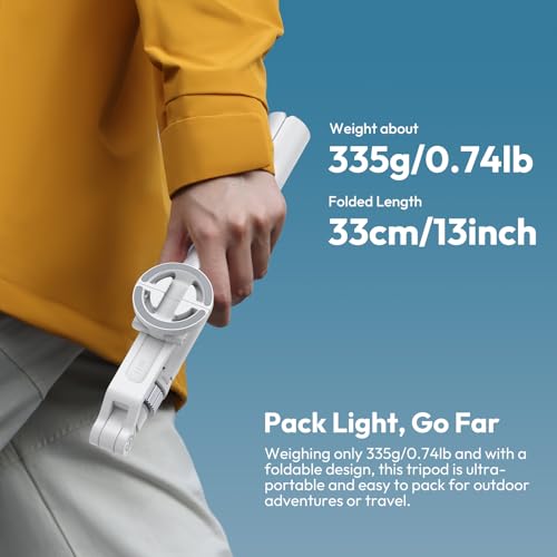 ULANZI TT88 Mobile Phone Tripod 145 cm, Magnetic Selfie Stick with Remote Control, Tripod for Smartphone with 2 in 1 Phone Clip, 2 Cold Shoe Mount Mobile Phone Tripod Compatible with iPhone/Samsung/Huawei