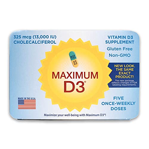 Maximum D3 13,000 IU Box, 60 Capsules Total (12 Cards/Box x 5 Capsules