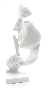 Modern and Simple Sculptures The Thinker Statue,Silence is Gold Keep Silence Statues and Figurines Desk Decoration for Office Home Decor (White)