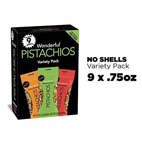 Wonderful Pistachios, No Shells, 3 Flavors Variety Pack of 9 (0.75