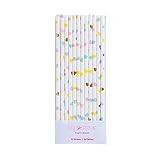 Fire and Creme Hearts Foiled Party Paper Straws Gold and Pastel Colors - Pack of 24