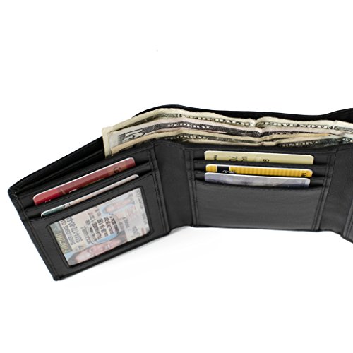 Men's Genuine Leather Trifold Wallet with Industry's Best RFID Wallet Shielding Protection for RFID Blocking by ID Stronghold
