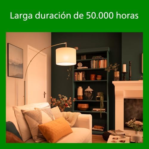 Bombilla LED Mate Philips Eficiente, Casquillo E27 4W, 840 Lúmens, Luz Blanca Cálida 2700k, Clase Energetica A