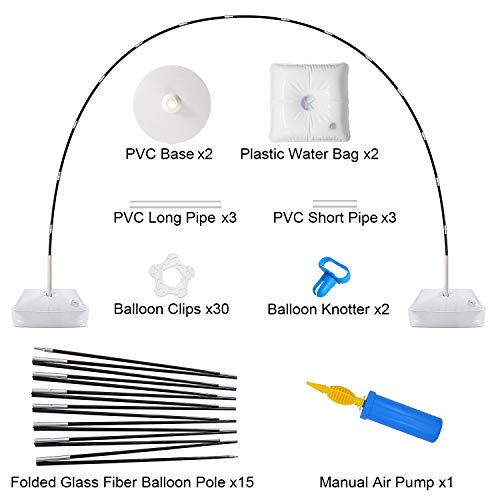 Balloon Arch Kit,9FT Tall & 10Ft Wide Adjustable Balloon Stand Set with Water Fillable Base,50Pcs Balloon Clips,Manual Pump Balloon Knotter-For Wedding Graduation and Birthday DIY Event Party Supplies Decorations
