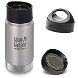 Klean Kanteen Wide Mouth Insulated Stainless Steel Bottle with 2 Leakproof Caps (Loop Cap and Cafe Cap 2.0)