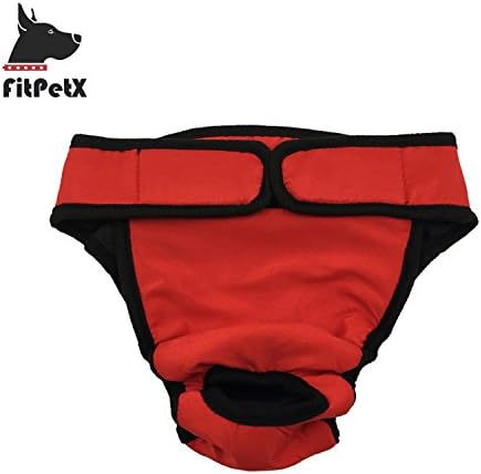 FitPetX Washable Dog Diapers, Durable Reusable, for Female Dogs, Red-XL