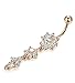 FIBO STEEL 3 Pcs 14G Stainless Steel Belly Button Rings Navel Barbell Body Jewelry Piercing CZ Inlaid