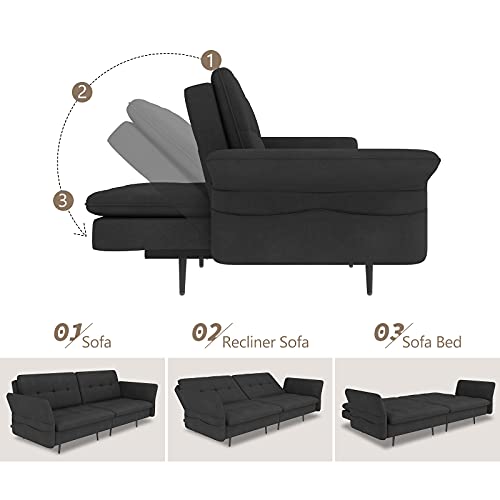 HONBAY Folding Futon, Convertible Sofa Bed for Small Space, Tufted