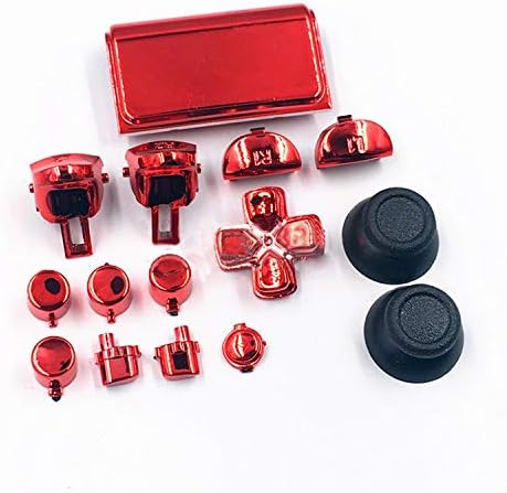 New Dpad L2 R2 L1 R1 Trigger Button Buttons Dpad Thumbsticks for PS4 Pro Slim JDM 040 JDS040 JDM 050 JDS050 4.0 5.0 Versions Controller - Chrome Red