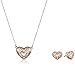 14k Rose Gold Plated Sterling Silver Filigree Heart Stud Earrings and 18