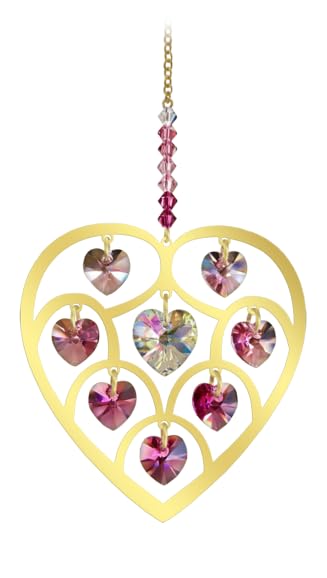 Heart of Hearts Pure Radiance Brass & Crystal Hanging Large Sun-catcher Rainbow Maker Mobile Embellished with Swarovski Crystals - Boxed Gift (Deep Rose Gold)