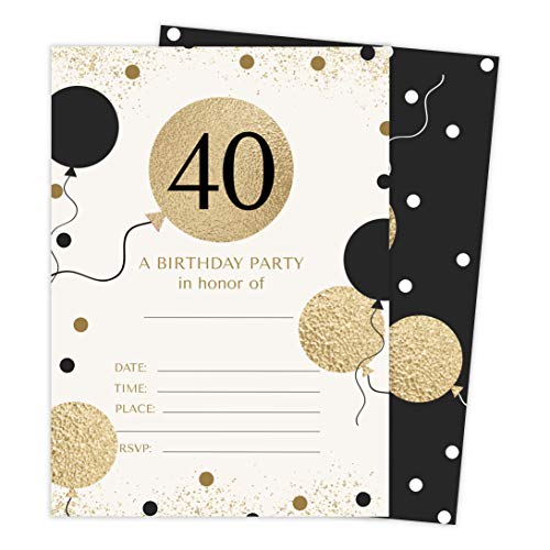 40th-Birthday-Style-1-Happy-Birthday-Invitations-Invite-Cards-10-Count-With-Envelopes-Boys-Girls-Kids-Party-10ct