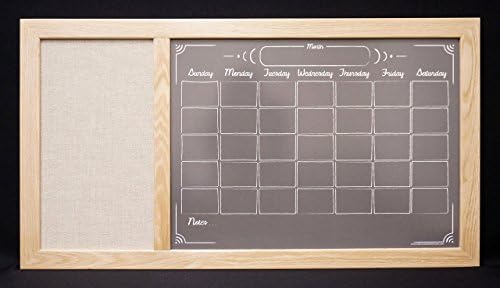 Large Fabric Board / Dry Erase Board Command Center - Framed Black "Chalkboard" Calendar &amp; Bulletin Board