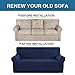 H.VERSAILTEX Stretch Couches Covers Slip Covers for Sofas/Couches 2 Cushions Sofa Cover for Loveseat 1 Piece with Elastic Bottom, Textured Checked Jacquard Fabric(Loveseat 58