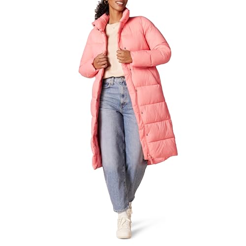Amazon Essentials Women's Lightweight Full-Zip Water-Resistant Long Cocoon Puffer Coat, Pink, XL