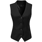 Foucome Women's Formal Regular Fitted Business Dress Suits Button Down Vest Waistcoat
