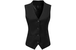 Foucome Women's Formal Regular Fitted Business Dress Suits Button Down Vest Waistcoat