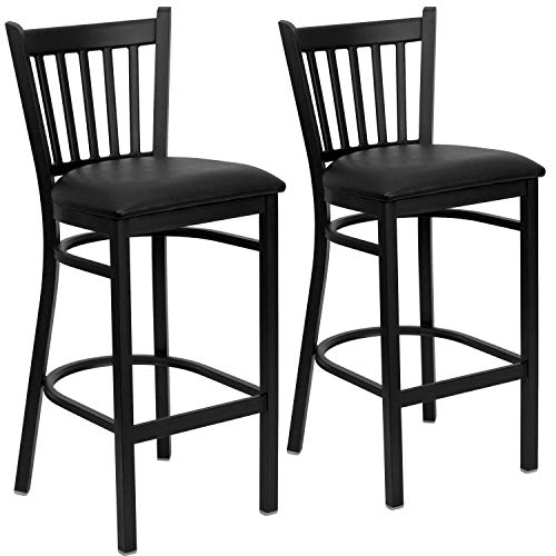 Photo 1 of **********PARTIAL SET, ONLY INCLUDES 1 CHAIR***************
Flash Furniture 2 Pack HERCULES Series Black Vertical Back Metal Restaurant Barstool - Black Vinyl Seat