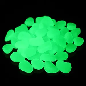 100pcs Glow in The Dark Fish Tank Aquarium Rocks,Glow Stones,Fish Tank Gravel Rocks, Glowing Pebbles Luminous Stones for Outdoor Garden Gift Decoration, 2-3cm(4/5''-1 1/2''),305g/0.67lbs,Green