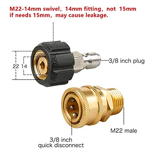 EDOU Pressure Washer Adapter Set,Quick Disconnect Kit, M22 Swivel to 3/8'' Quick Connect, 3/4" to Quick Release, 8-Pack