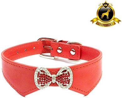 Stepevoli Dog Collar Shiny Bow - Comes in RED Colour and C4 Sizes