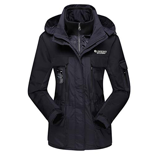 Luca-Coat LUCAMORE Unisex Hooded Waterproof Windbreaker Jacket Detachable Rain Jacket Outdoor Casual Sportswear Black