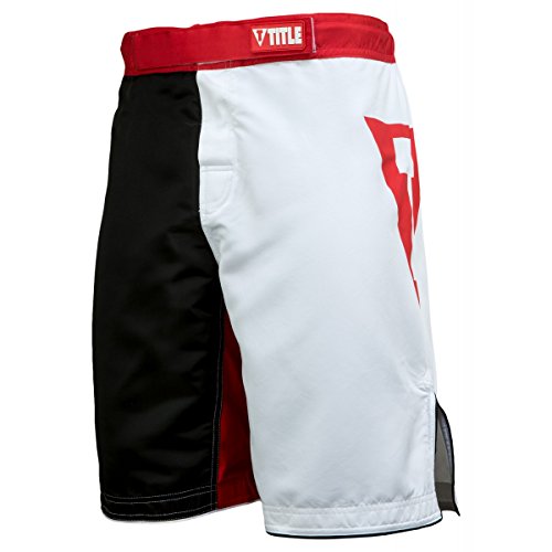 TITLE Elite Series Fight Shorts 4, Black/White/Red, Medium