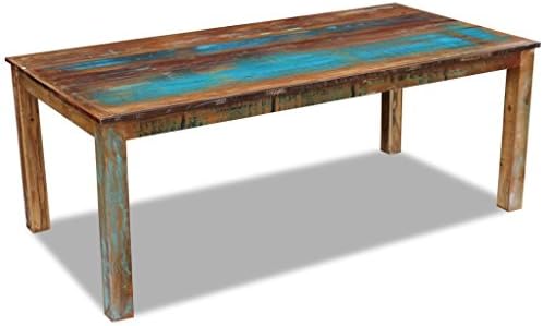 Lingjiushopping Dining Table in Antique Solid Wood 200 x 100 x 76 cm, Material: Reclaimed Wood Dimensions: 200 x 100 x 76 cm (L x W x H)