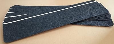 Safe Way Traction 6" X 24" Black Anti Slip Stair Tread Non Skid 60 Grit Safety Tape with Glow in the Dark Stripe 10 per pack