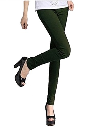 Spring Fever Women's Pinky Color Compression Top Slim Waist Tight Leggings Army Green
