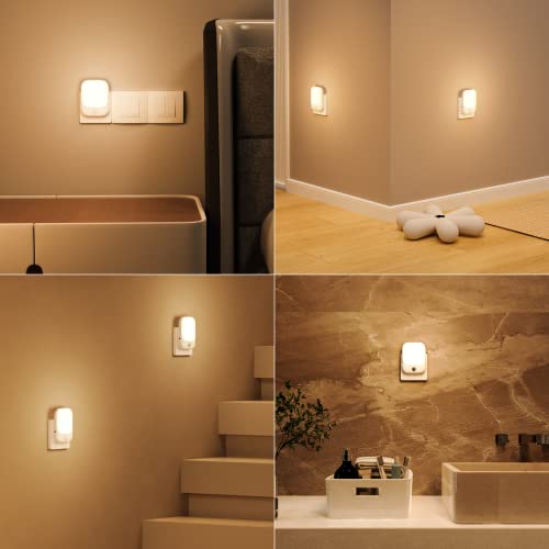 FOMYHEARD Set of 2 LED Night Lights, Electric Socket Night Light with 5 Levels of Brightness with Dusk and Human Sensor, Plug and Play Children's Night Light for Baby Room, Hallway, Stairs, Living Room