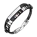 bayite Leather Bands Compatible with Fitbit Alta and Alta HR, Metal Clasp Leather Cord Wristband, (Black, 5.5