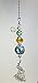 Pretty Antiqued Silvery Peacock with Amber, Green & Purple-Blue Glass Ceiling Fan Pull
