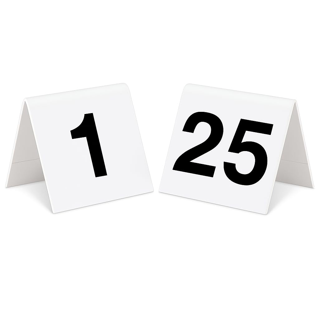 BarBits 1 To 25 Plastic Table Numbers Set - Flexible Wedding Restaurant Bars Cafe Signs