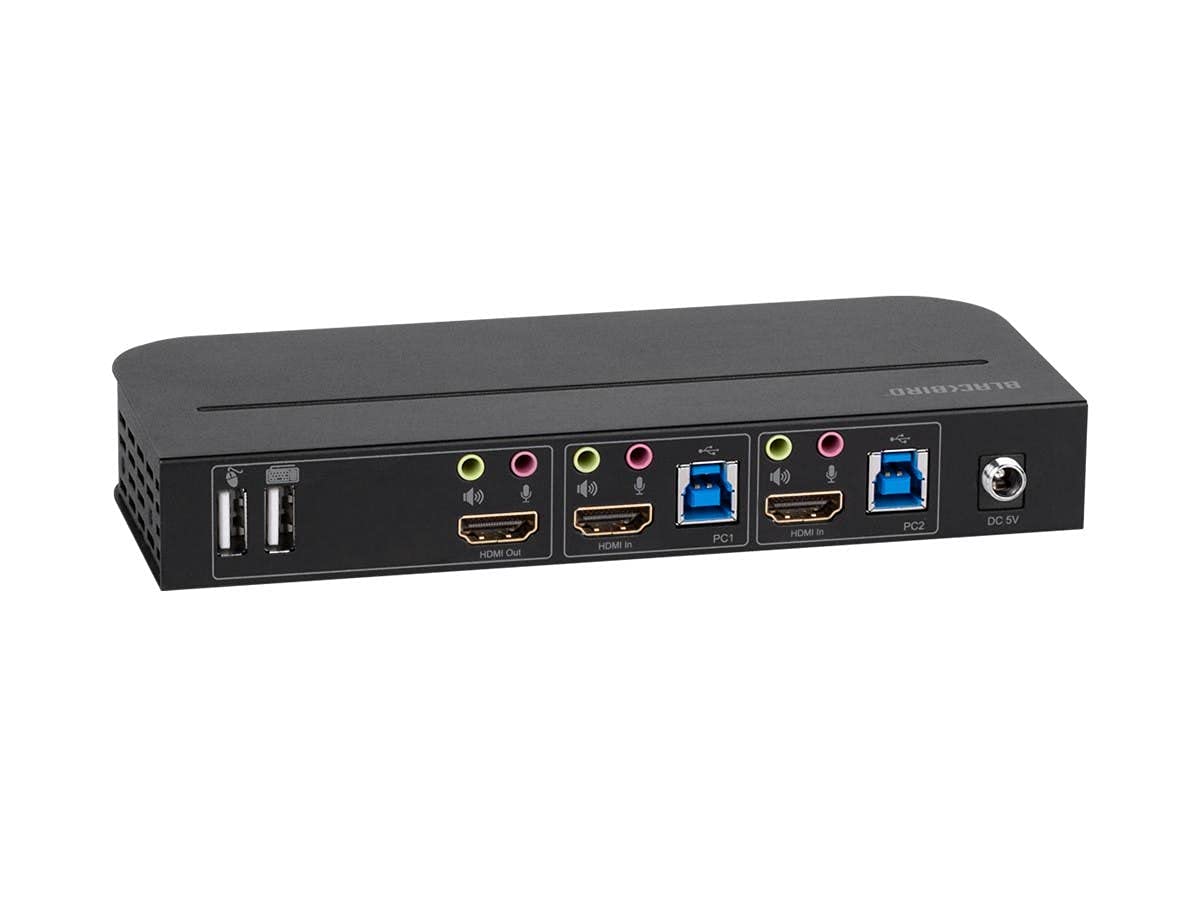 Monoprice 4K HDMI 2.0 and USB 3.0 2x1 KVM Switch - 4K@60Hz, 18 Gbps, HDR, YCbCr 4:4:4, HDCP 2.2, HDMI 2.0, Share 2 Computers with 1 Keyboard Mouse, Monitor, Printer, Black - Blackbird Series