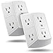 Fosmon 6-Outlet Wall Plug, Six Plug Outlet Adapter, Multiple 6 Way Wall Plug Extender for Travel, Cruise, Dorm, Home and Office, 15A 125V 1875W, 3 Prong, 2 Pack