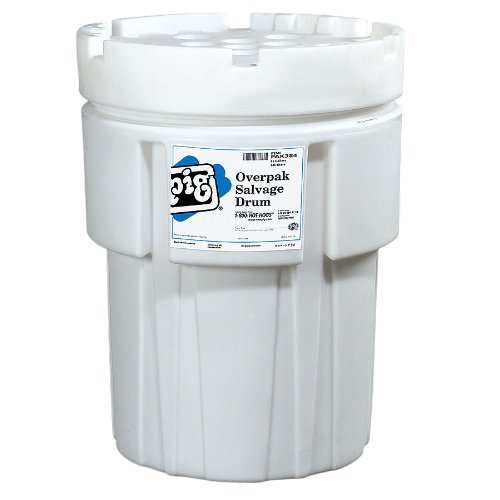 New Pig PAK384 Polyethylene Overpack Salvage Drum, 65 Gallon Storage Capacity, 27-3/4" Diameter x 37-1/2" Height, White