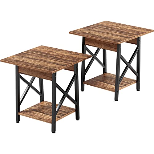 GreenForest 39 Inch Coffee Table With Storage Shelf | Modern Black Center Table For Living Room