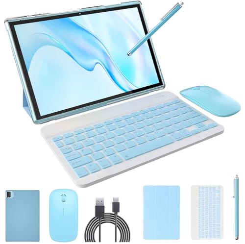 10 inch Tablet Android 14 Tablets 2 in 1 With Keyboard Case Mouse Stylus Android Tableta 8GB+64GB Support 1TB Expansion, 10.1