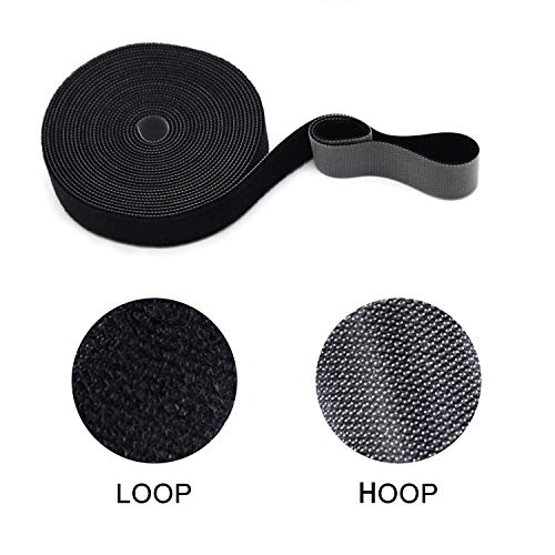 Patu Reusable Multi-Purpose Fastening Tape Cable Ties - 2 Rolls 5 Yards x 0.5 Inch Width Hook and Loop Cord Management Wire Organizer Straps, Black - Thumbnail 3