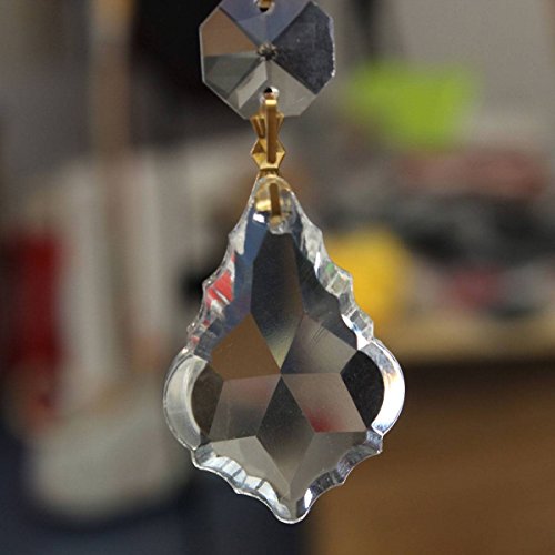 Bazaar 10 Pcs Clear Crystal Glass Maple Leaf Lamp Prisms Part Decoration Pendant Hanging 38x26mm