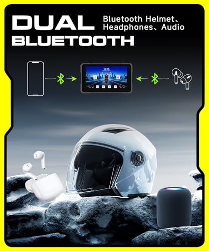 Rimoody Wireless Carplay Display Motociclo Android Auto,5" Touchscreen Car play Autoradio Portatile per Motorbike CarPlay Monitor per Moto Bluetooth/IP68 Impermeabile/Monitoraggio pressione pneumatici