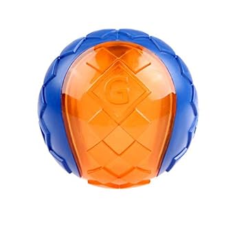 GiGwi Squeaker Solid trasnparent Blue/Orange Ball Dog Toy, Large