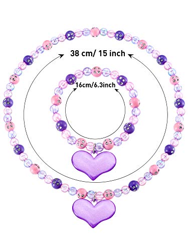 image for Zhanmai Kids Jewelry Set Lovely Princess Necklace Bracelet Set Girls H