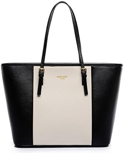 Elf Stella Classic Tote Bags for Work Large Shoulder Handbags and Purse for Women Black and White