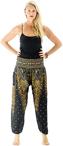 Tori Wear Harem Pants Smocked Elastic Waist Hippie Pants Black 2 One Size