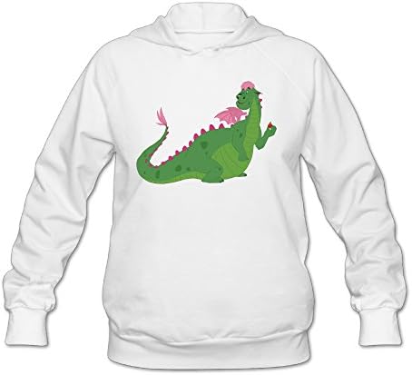 Wesley Cartoon Dragon Wen's Fashion Long Sleeve Hoodie White XXL
