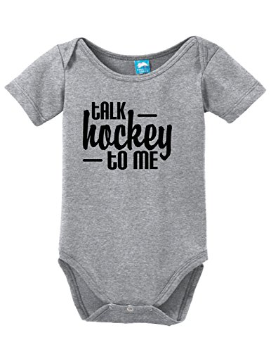 Sod Uniforms Talk Hockey to Me Printed Infant Bodysuit Baby Romper Gray 3-6 Month