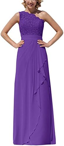 CladiyaDress Women One Shoulder Long Bridesmaid Dress Evening Gown C096LF Purple US10